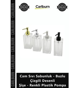 Özel Üretim Modern Banyo Lüks Cam Sıvı Sabunluk Buzlu Çizgili Desenli Şişe Renkli Plastik Pompa