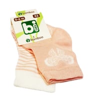 Bibaby Bambu Bebek Çorabı 2 li 0-6 Ay - Beyaz Kelebek - Pembe