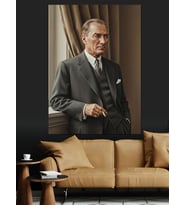 Takım Elbiseli Mustafa Kemal Atatürk Portresi Dekoratif Kanvas - Mdf Ahşap Tablo
