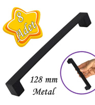 8 Adet Bihter Düz Kulp 128 mm Siyah Mutfak Kulpu Çekmece Dolap Kapak Kulbu Metal  Mobilya Dolabı Kulpları