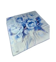 Emilya Rayon Çiçek Desenli Eşarp 90x90 cm (Mavi)