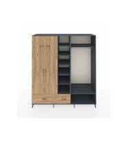 Kronos Dolap 12 Raflı 2 Çekmeceli 2 Askılı 220x59x243 Antrasit-Çam/Çam
