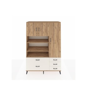 Hyperion Dolap 9 Raflı 5 Çekmeceli 3 Kapaklı 132x44x195 Çam-Çam/Aytaşı