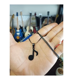 Müzik Nota Siyah Renk 316L Paslanmaz Çelik Figür Kolye (Gümüş)