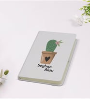 BK Gift Kişiye Özel İsimli Kaktüs Tasarımlı 9x14cm Beyaz Defter - Model 6