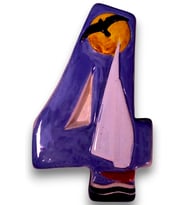 Kapı Numarası Seramik Yelkenli Handmade - No 4 8 × 13 × 2 cm (Mavi)