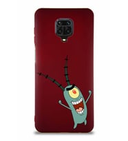 Xiaomi Redmi Note 9 Pro Soft Premier Kapak Plankton Tasarımlı Silikon Kılıf - Mürdüm (Şeffaf)