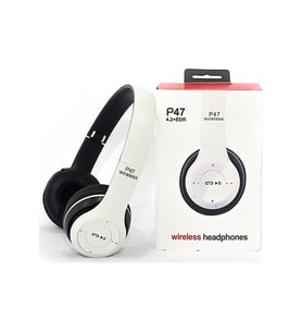 P47 Katlanalabilir Bluetooth 4.2+EDR Kulak Üstü Kulaklık Beyaz
