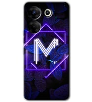 Tecno Camon 20 Pro 4G Kılıf HD Desen Baskılı Kılıf - Dark Neon Yaprak M Harfi