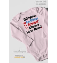 Anneye Özel Uzun Kollu Bebek Body %100 Pamuk
