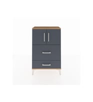 Arges Komodin Tek Raflı 2 Çekmeceli 2 Kapaklı 60x30x96 Çam-Antrasit