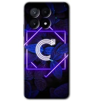 Poco x6 Pro Kılıf HD Desen Baskılı Kılıf - Dark Neon Yaprak C Harfi
