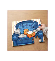 Uyuyan Sevimli Turuncu Kedi Tasarımlı 24 Parça Ahşap Çocuk Puzzle