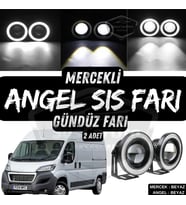 Peugeot Boxer Uyumlu Üniversal Mercekli Angel Sis Farı Metal 76 mm Beyaz Halkalı Gündüz Farı 2 Adet