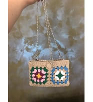 Motifli örgü mini çanta motif zincir askılı örgü çanta örgü motif cüzdan