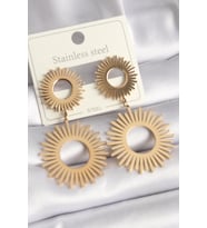 316L Çelik Gold Renk Güneş Model Kadın Küpe 5886 - HPSBYI9111-6201