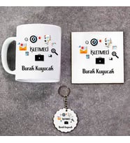 İşletmeci Kupa Bardak Altlık ve Anahtarlık Hediye Seti (Model 1)