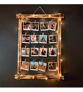 Kişiye Özel 12 Fotoğraflı Led Işıklı Ahşap Çerçeve