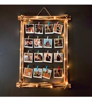 Kişiye Özel 12 Fotoğraflı Led Işıklı Ahşap Çerçeve