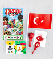 Denge Tetrisi Strateji Oyunu & Adel 12'li Pastel Boya & Türk Bayrağı & Balon Hediye Seti