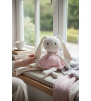 Kız Tavşan Organik İlk Uyku Arkadaşım Pembe 30 cm-Kız bebek hediyesi amigurumi oyuncak