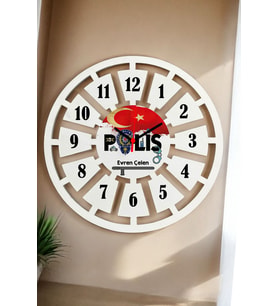 Polis Duvar Saati 40cm 002 (Beyaz)