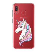 Samsung Galaxy A20 Uyumlu Kapak Unicorn Tasarımlı Şeffaf Silikon Kılıf