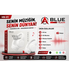 HN01 BEYAZ KAFA ÜSTÜ BLUETOOTH KULAKLIK