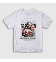 Presmono Unisex Çocuk Beyaz Blessed By God Skull Nun T-Shirt 446201tt