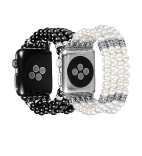 Ally Apple Watch 7-8 45mm 6-5-4 44mm Full Boncuk Taşlı Kordon Kayış 3-2-1 42mm-( - LOHO3503-231 (Siyah)