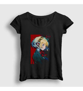 Presmono Kadın Siyah Aigis Oyun Persona 3 T-Shirt 451739tt