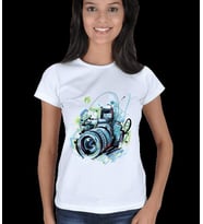 Fotograf Makinesi Kadın Tişört (Beyaz)