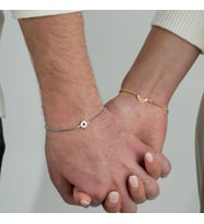 Kişiye Özel 925 Ayar Gümüş Güneş ve Ay Çift Bileklik (Gold) Couple Sevgili Hediye Takı