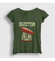 Presmono Kadın Haki Mothership Led Zeppelin T-Shirt 96229tt (Haki)