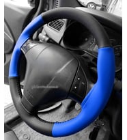 Fiat Linea Uyumlu İki Renkli Mavi Siyah Deri Dikmeli Direksiyon Kılıfı