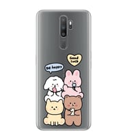 Oppo A5 2020 / A9 2020 Uyumlu Sevimli Ayıcıklar Desenli Şeffaf Telefon Kılıfı
