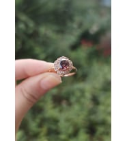 ÇİÇEK BROWNİ TOPAZ PIRLANTA TASLİ YÜZÜK - AK454