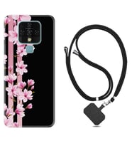 Tecno Camon 16 18P Pova Kılıf Boyun Askılı Silikon Pink Flowers 3 1393