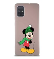 Samsung Galaxy A71 Soft Premier Kapak Mickey Mouse-G Tasarımlı Silikon Kılıf - Pudra (Şeffaf)