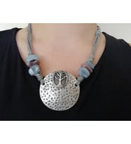 Metal El Işi Kolye, El Yapımı Cam Boncuklu Tasarım Kolye, Moli Tasarım, 650001100