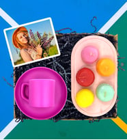 Renkli Kahve Fincanı 100ml, Kokulu Renkli Makaron Mumlar ve Fotoğraflı Hediye Seti (Pembe)