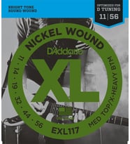 D'Addario EXL117 XL Nickel Wound Elektro Gitar Tel Seti - 11-56 Extra-Heavy (Profesyonel)  D Akordu ve Drop Tunings İçin Optimize Edilmiş Gerilim ve Yüksek Çıkışlı Baslar