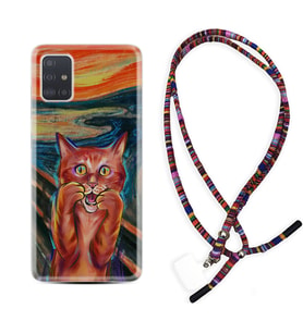 Samsung a71 A72 A73 A7 A9 2018 C7 C9 Kılıf Boyun Asklı Rasta Silikon Tablo Cat 1788