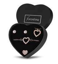 Forentina Rose Kalpli Kolye Bileklik Küpe Hediye Set PS2764