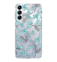 PrintiFy Samsung Galaxy S24 FE ile Kamera Korumalı Kapak Floral Su Yeşili Tasarımlı Şeffaf Kılıf