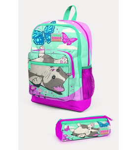 Coral High Su Yeşili Pembe Kedi Desenli 2'li Okul Çanta Seti - Kız Çocuk