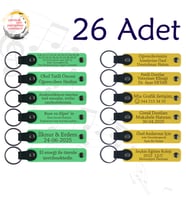 Fıstık Yeşili & Sarı, Doğa Turu Ekibine Özel Sürpriz, 26’lı Set, İsim Yazılabilen Deri Anahtarlık