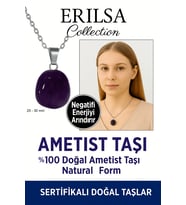 Sertifikalı Ham Ametist Taşı Kolye (Çok Renkli)