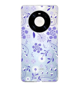 Huawei Mate 40 Pro Uyumlu Kapak Flowers Tasarımlı Şeffaf Silikon Kılıf