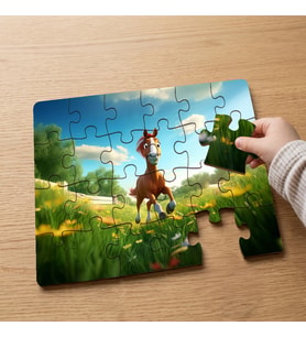 Sevimli Koşan At Tasarımlı 24 Parça Ahşap Çocuk Puzzle MPK0008